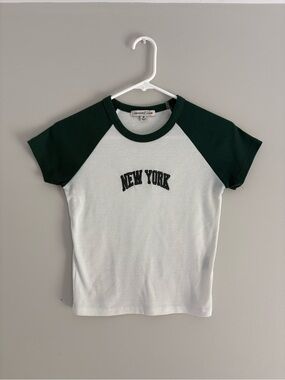 Orange Kiss Green & White New York Raglan Tee